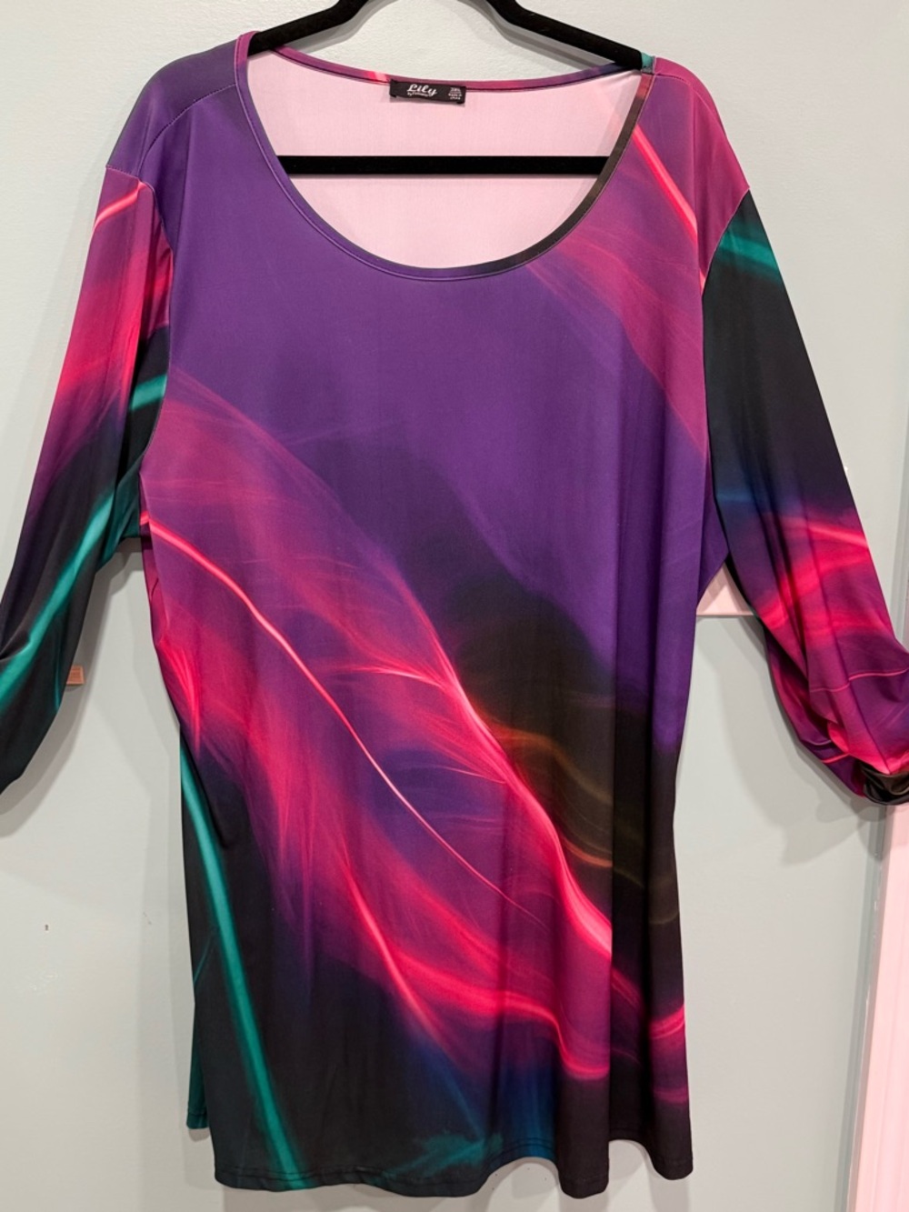 Lily & Me Purple Abstract Scoop Neck Tunic Dress